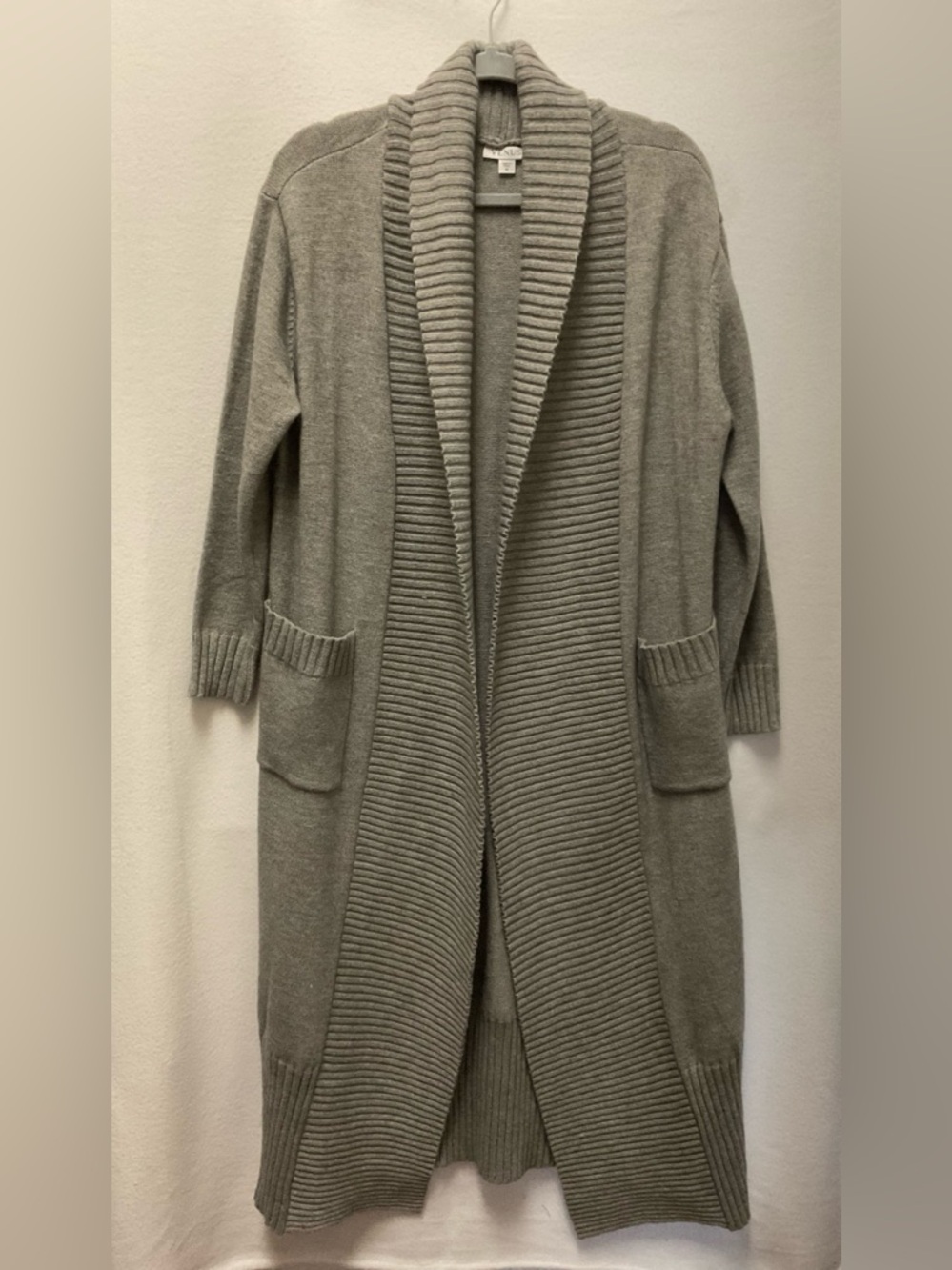 VENUS Ribbed Shawl Collar Open Cardigan - Light Taupe